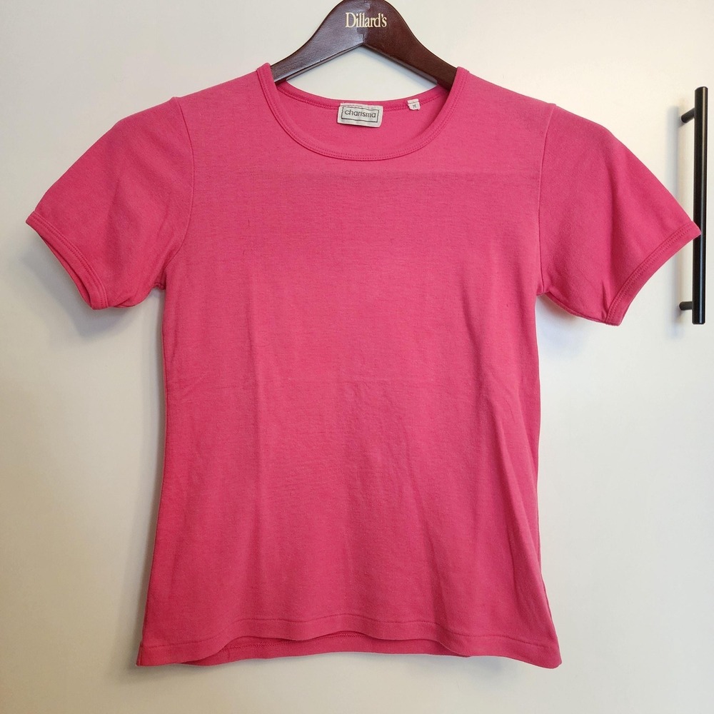 Charisma Pink 90s Baby Tee Short Sleeve Cotton Basic Top Womens Medium